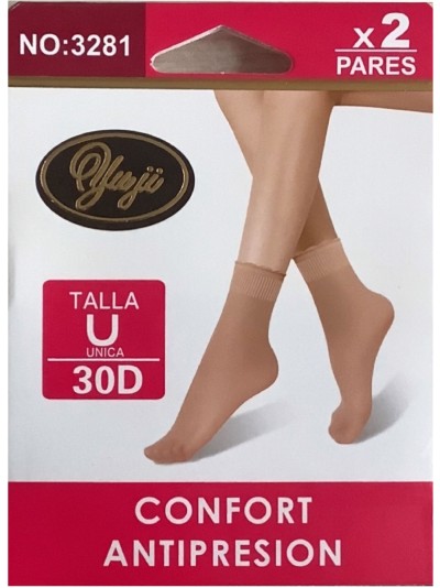 Calcetines tobillero lycra 30 deniers pack 2 pares (Talla única)