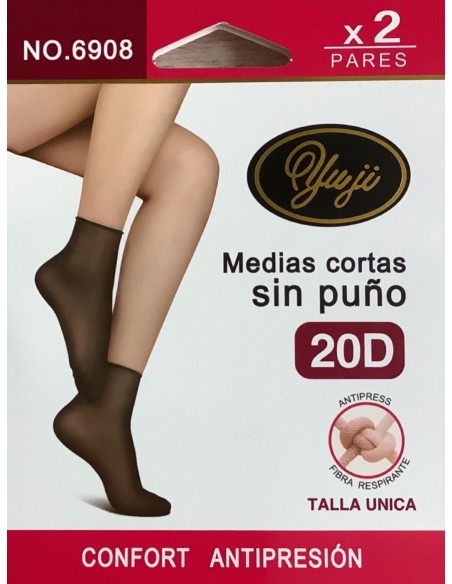 Calcetines tobillero sin puños 20 deniers pack 2 pares (Talla única)