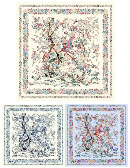 Printed square silk effect scarf 130 X 130CM