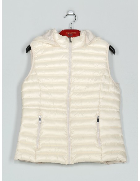 Chaleco acolchado capucha beige (42-50)