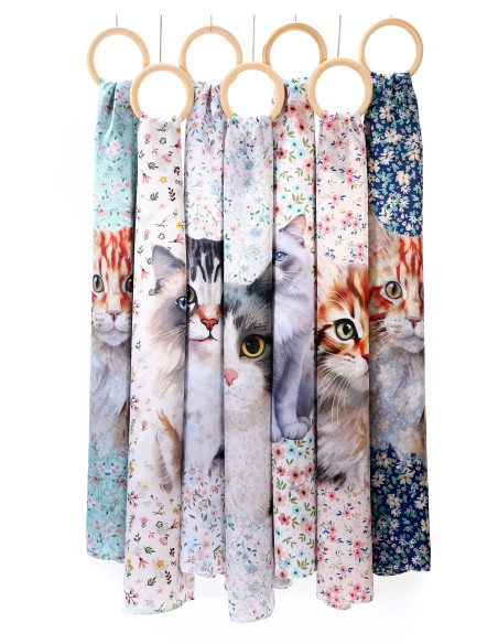 Pañuelo gatos efecto seda 70 X 180CM