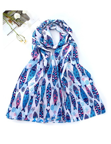 Pañuelo peces efecto seda 70 X 180CM