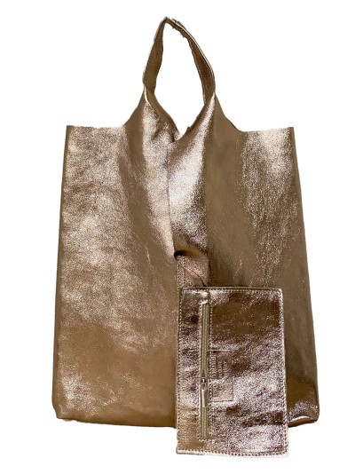 Bolso shopper piel + Sobre 2 piezas cobre