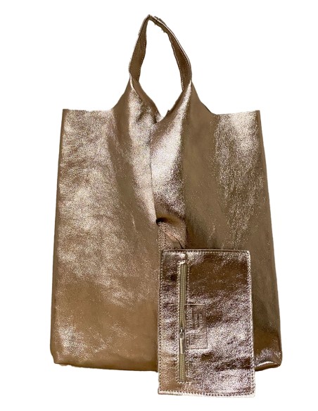 Bolso shopper piel + Sobre 2 piezas cobre
