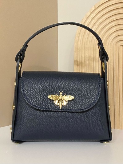 Mini bolso de mano piel tachas marino