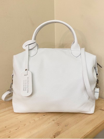 Bolso bowling piel blanco