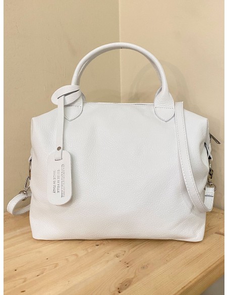 Bolso bowling piel blanco
