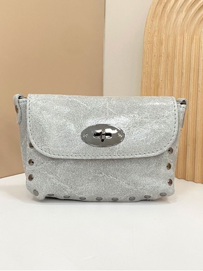 Mini bolso de mano piel solapa gris