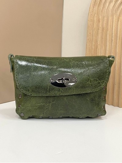 Mini bolso de mano piel solapa verde