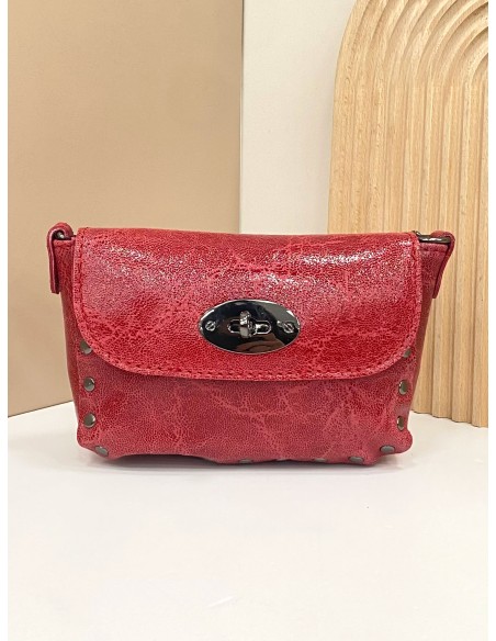 Mini bolso de mano piel solapa granate