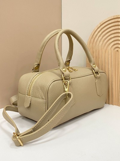 Mini bolso tote minimal piel taupe 2