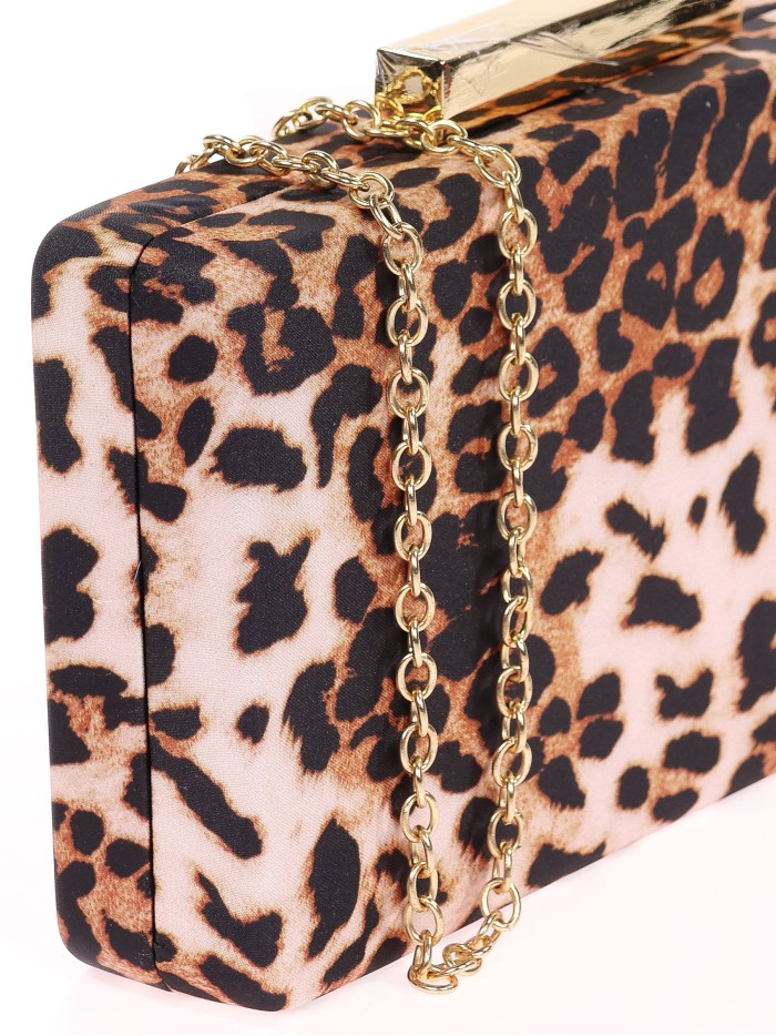 Bolso clutch de fiesta leopardo camel