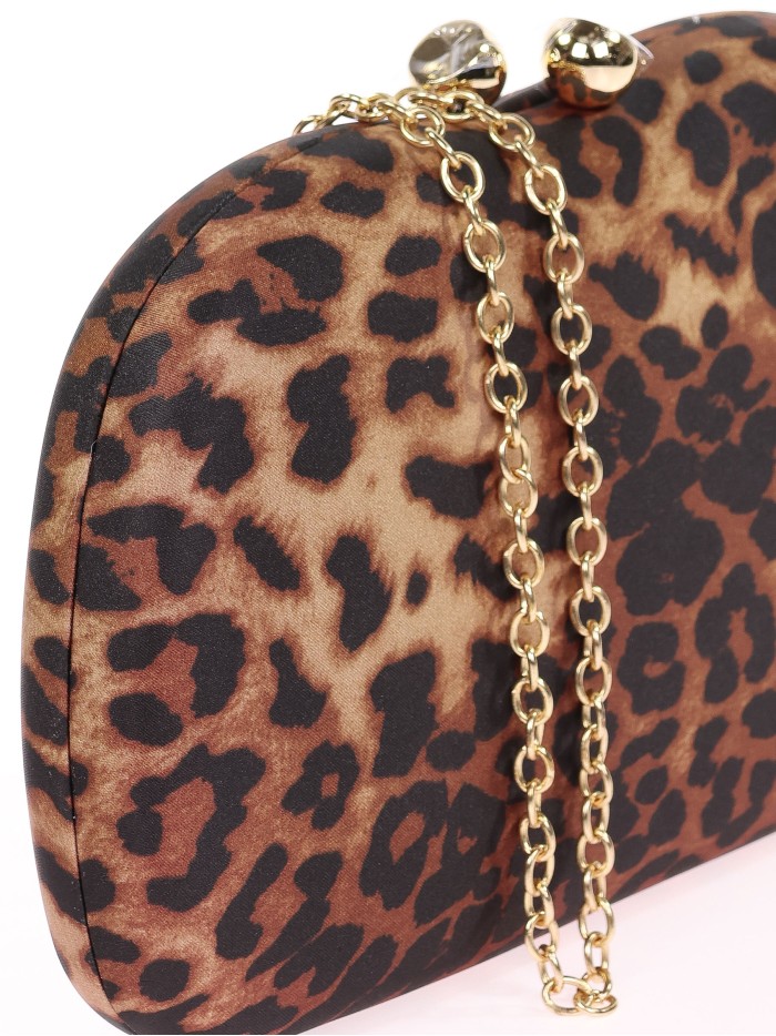 Bolso clutch de fiesta leopardo marron