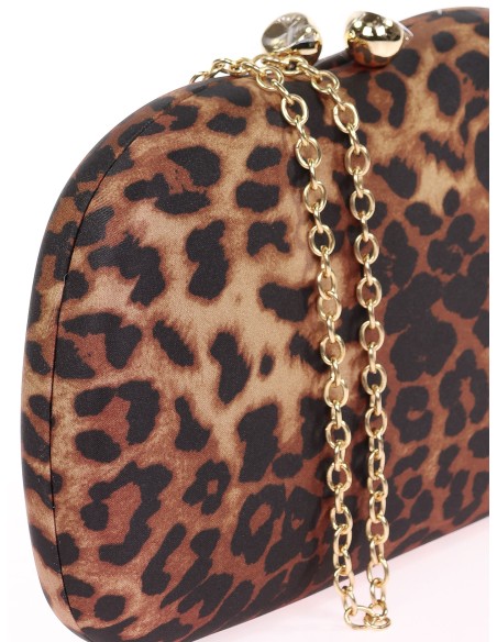 Bolso clutch de fiesta leopardo marron