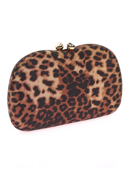 Bolso clutch de fiesta leopardo marron