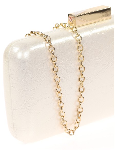 Bolso clutch de fiesta polipiel perla