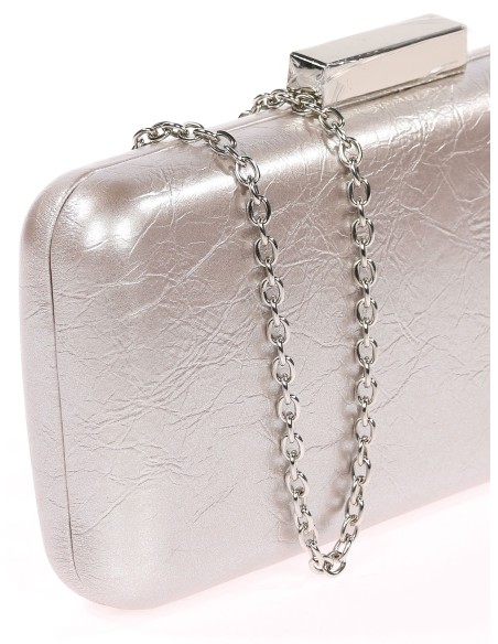 Bolso clutch de fiesta polipiel plata