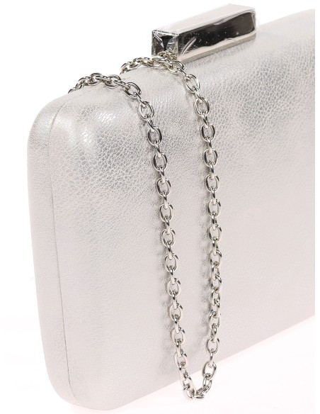 Bolso clutch de fiesta polipiel plata