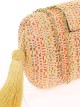 Bolso clutch de fiesta rafia borlas multi-naranja