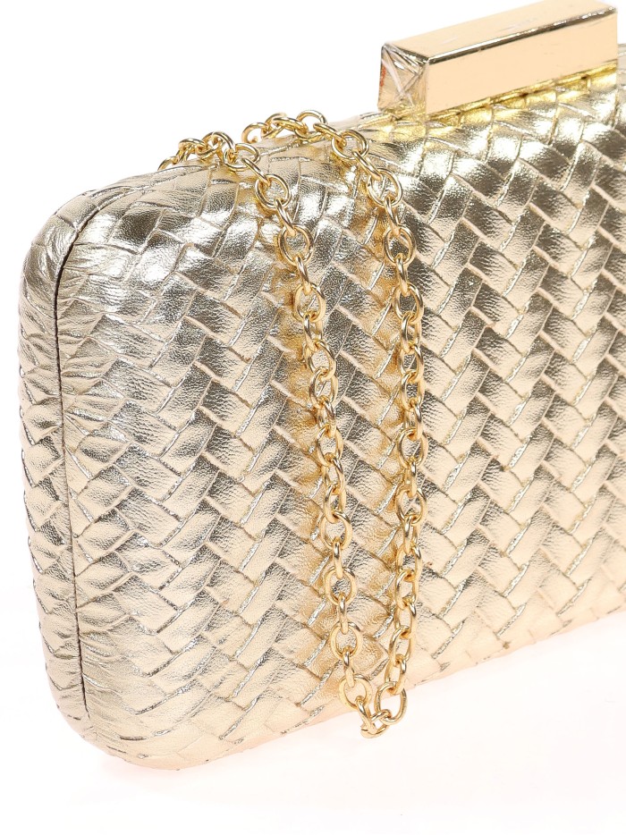 Bolso clutch de fiesta trenzado oro