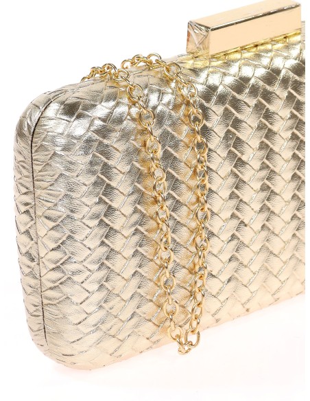 Bolso clutch de fiesta trenzado oro