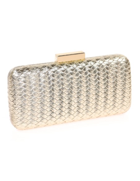 Bolso clutch de fiesta trenzado oro