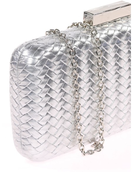 Bolso clutch de fiesta trenzado plata