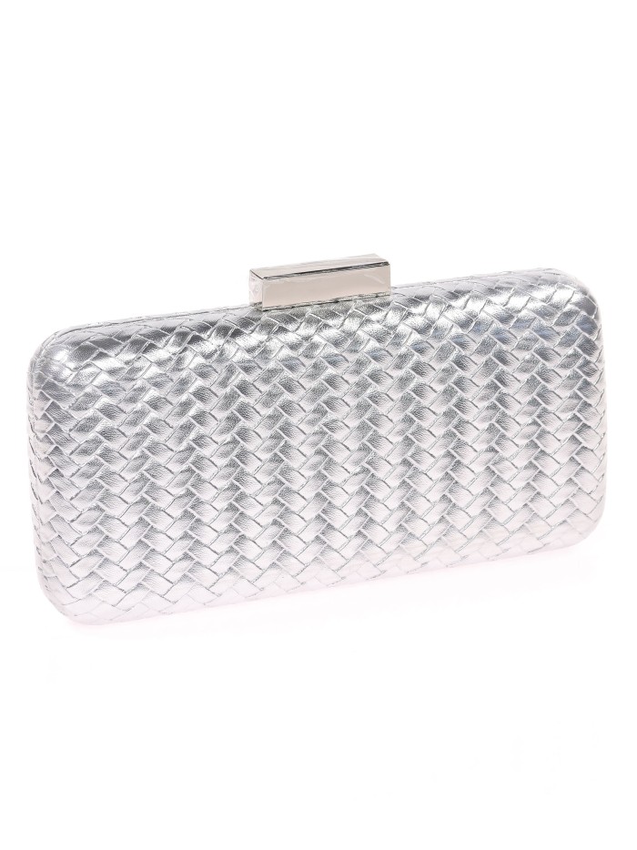 Bolso clutch de fiesta trenzado plata