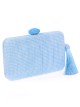 Bolso clutch de fiesta rafia borlas azul-claro