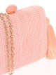 Bolso clutch de fiesta rafia borlas melocoton