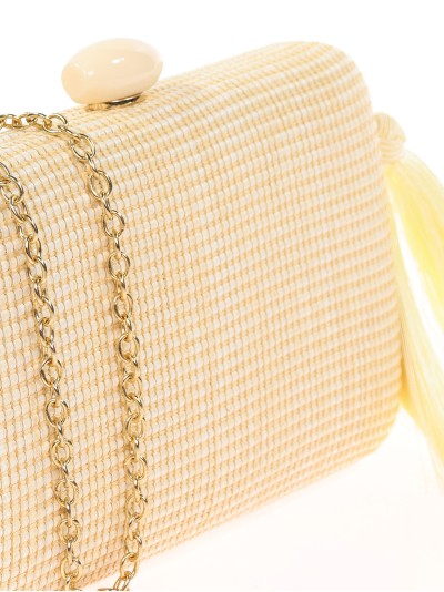 Bolso clutch de fiesta rafia borlas beige 2