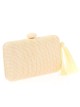 Bolso clutch de fiesta rafia borlas beige