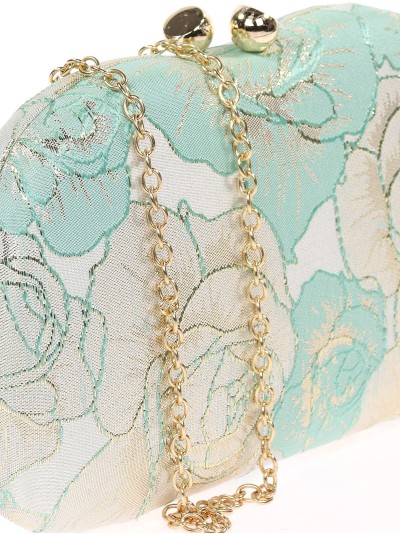 Bolso clutch de fiesta bordado verde-claro 2