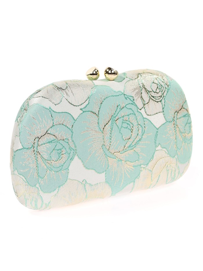Bolso clutch de fiesta bordado verde-claro