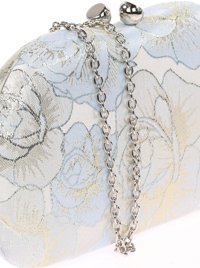 Bolso clutch de fiesta bordado celeste