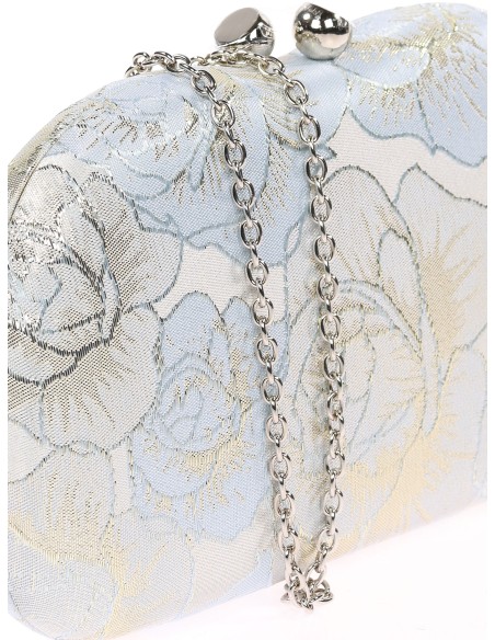 Bolso clutch de fiesta bordado celeste