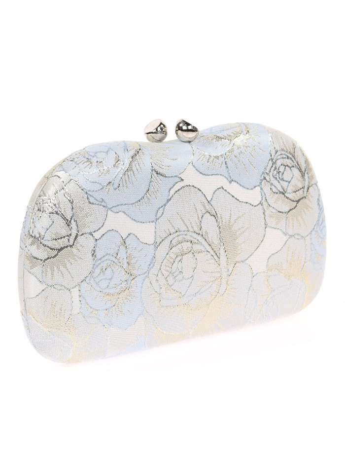 Bolso clutch de fiesta bordado celeste