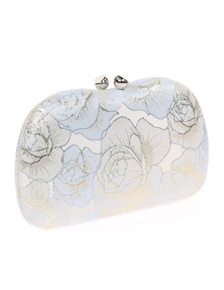 Bolso clutch de fiesta bordado celeste