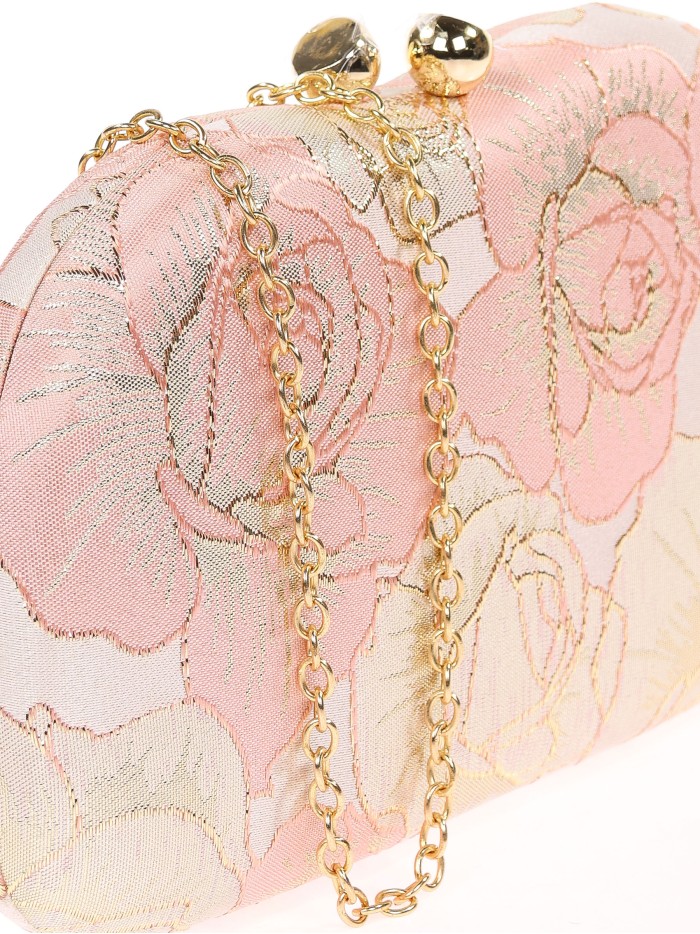 Bolso clutch de fiesta bordado rosa
