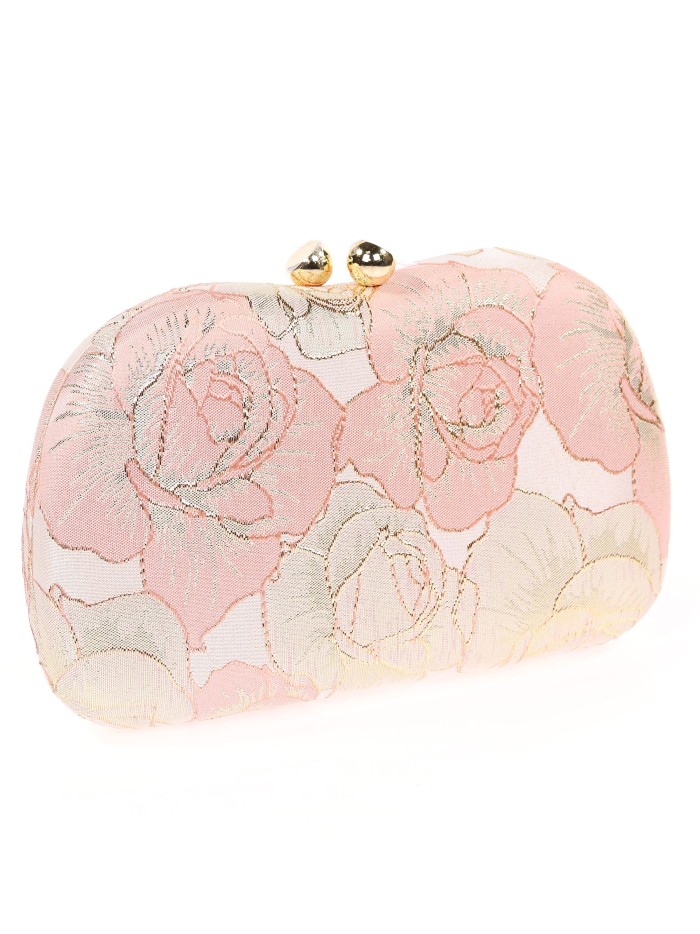 Bolso clutch de fiesta bordado rosa