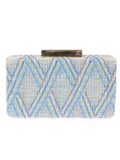 Bolso clutch de fiesta rafia azul