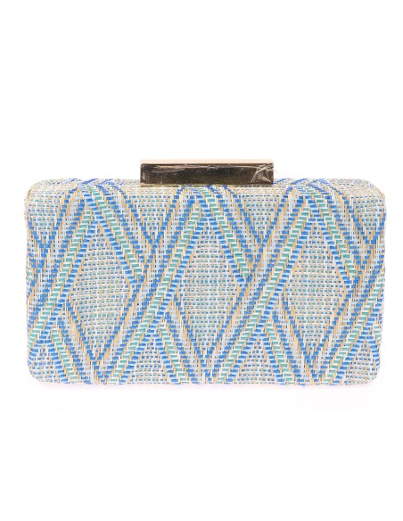Bolso clutch de fiesta rafia azul