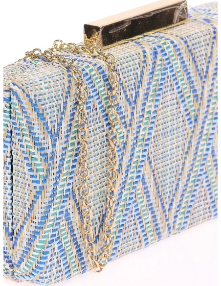 Bolso clutch de fiesta rafia azul