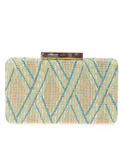 Bolso clutch de fiesta rafia verde