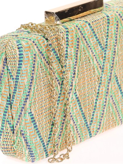 Bolso clutch de fiesta rafia verde 2