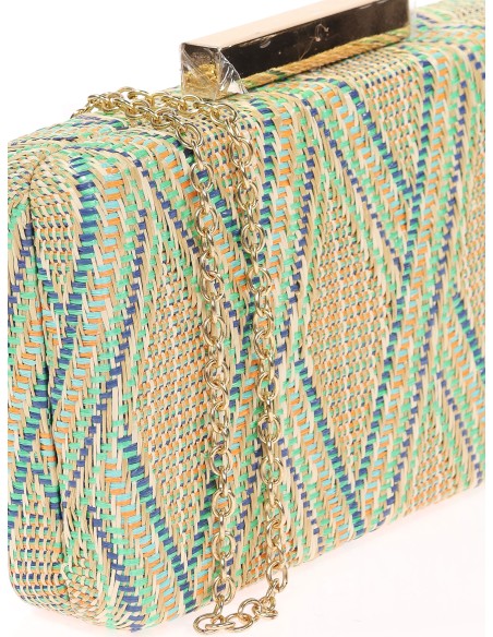 Bolso clutch de fiesta rafia verde