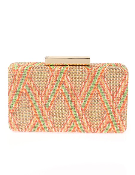 Bolso clutch de fiesta rafia naranja