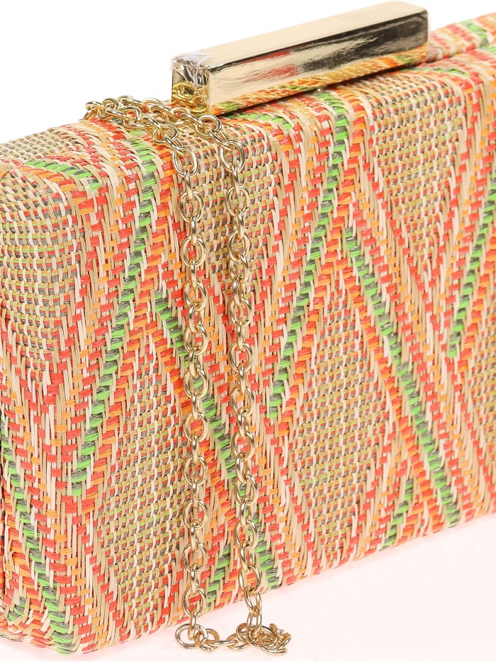 Bolso clutch de fiesta rafia naranja