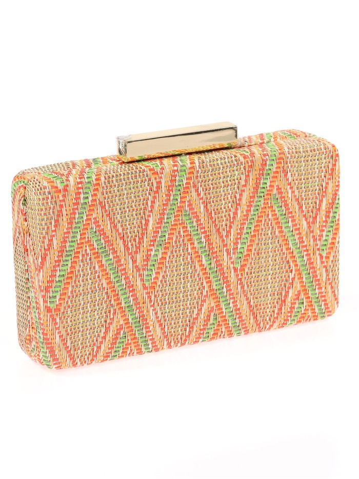 Bolso clutch de fiesta rafia naranja