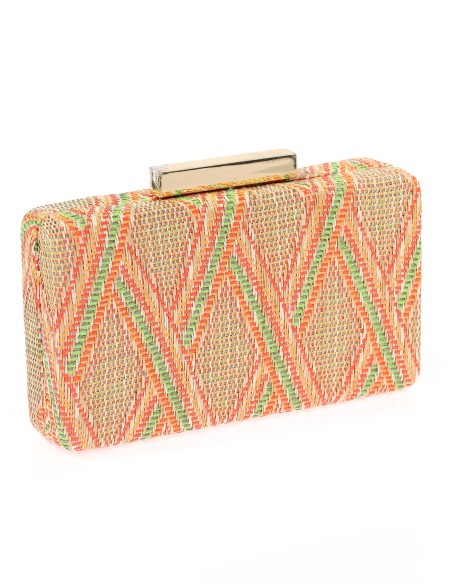 Bolso clutch de fiesta rafia naranja